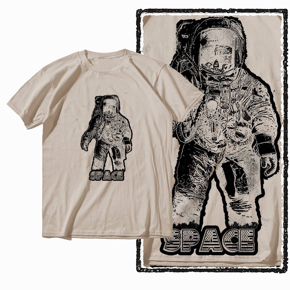 G37 Beige Big Size 100 Cotton Space Printed Unisexs Tshirt Streetwear Cool Vintage Oneck Unisexs Tee Tshirt