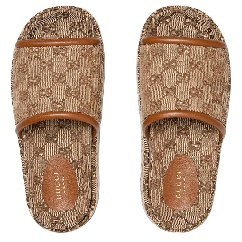 Gucci Шлепанцы Женские Бежевые и Темно-коричневые 816797 FAD9C 9745