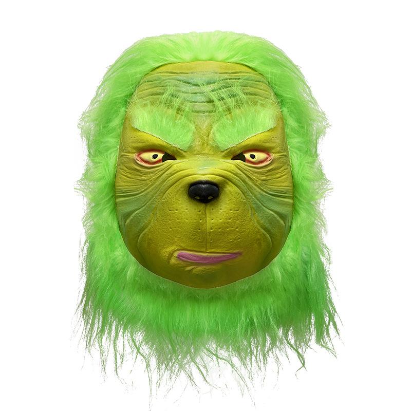 Popular Christmas costumes long-haired monster cosplay Santa Claus, green-haired monster Grinch Christmas performance costumes