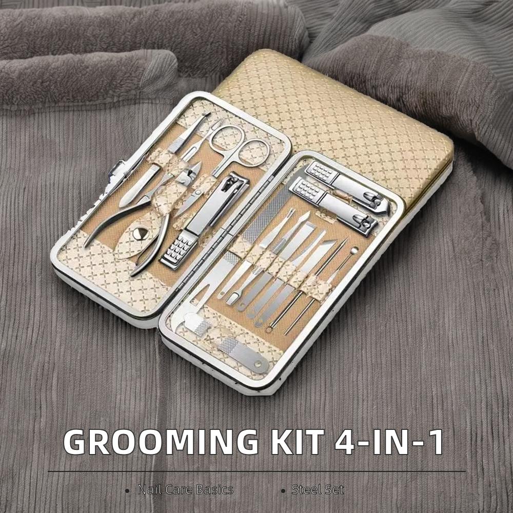 Hot Sale 4-Color Nail Clipper Set 8/12/16/19 in 1 Manicure & Pedicure Grooming Kit Stainless Steel Nail Cutter Tools Home Use