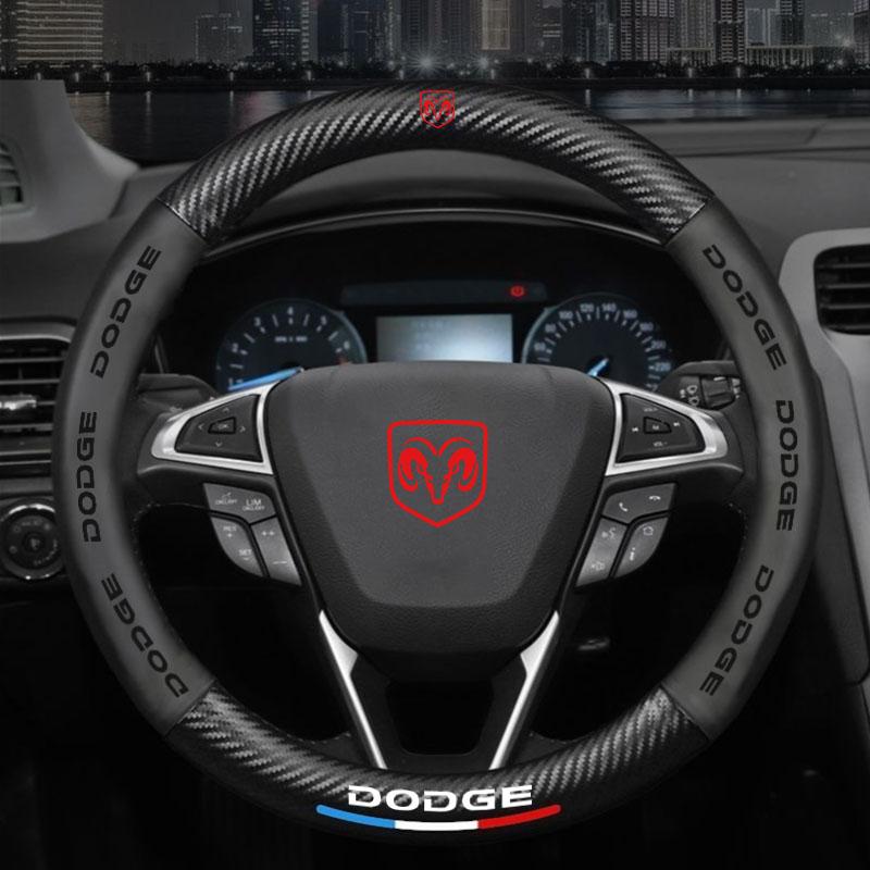 Car Breathable PU Leather Anti-Slip Universal Car Steering Wheel Cover for Dodge SXT DART Challenger RAM 1500 Charger Avengr Car T777