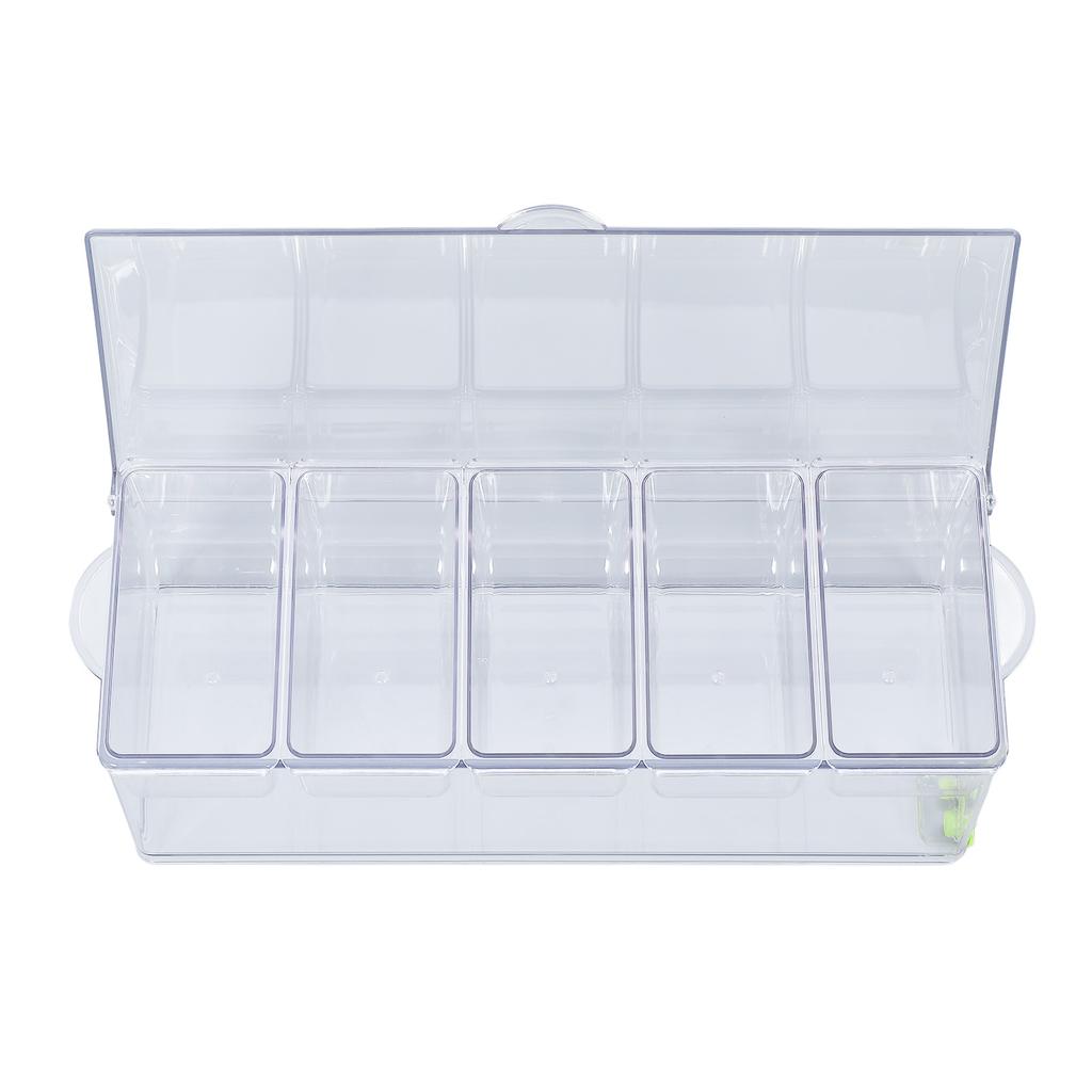 Ice Chilled Condiment Server Plastic Storage Cold Food Container Clear Sauce Caddy Serving Tray Container with Lid