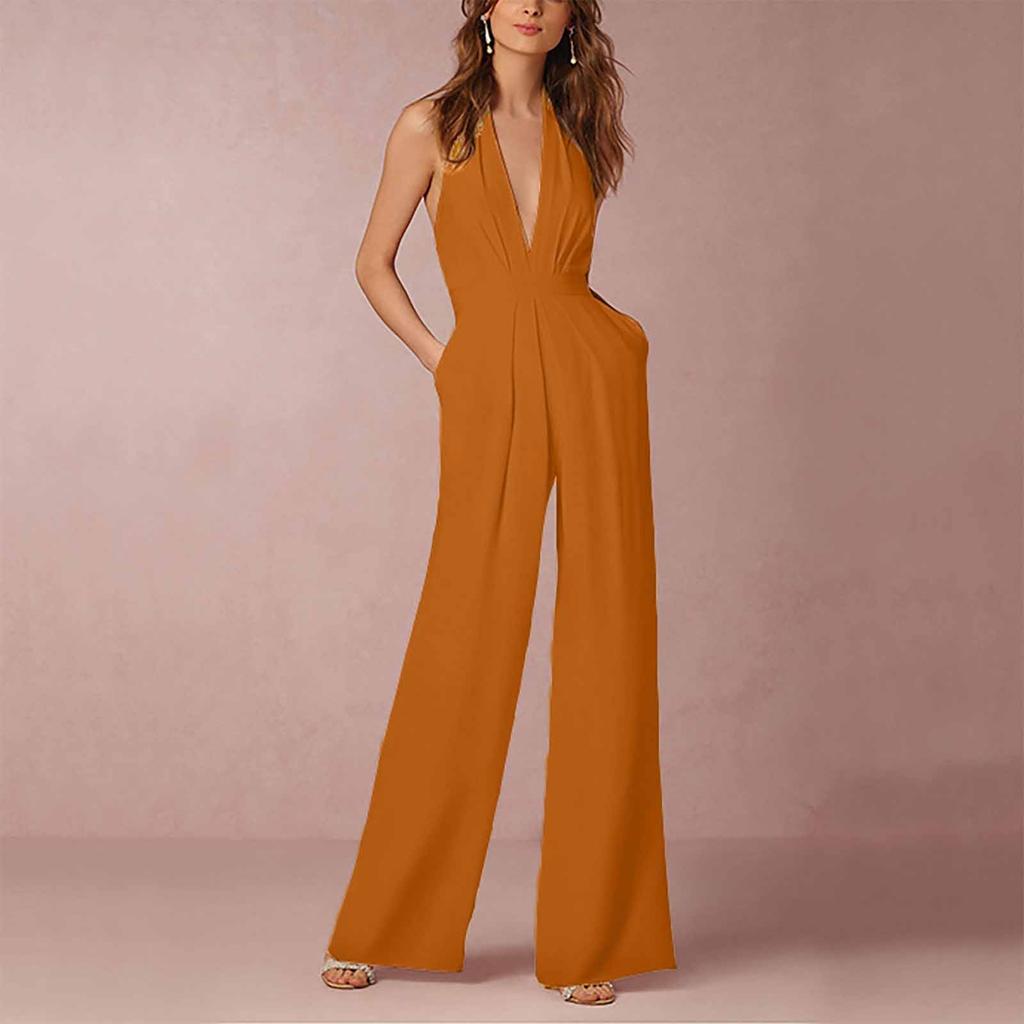 Women's Banquet Dress Jumpsuit Sexy Hanging Neck Women's Trousers