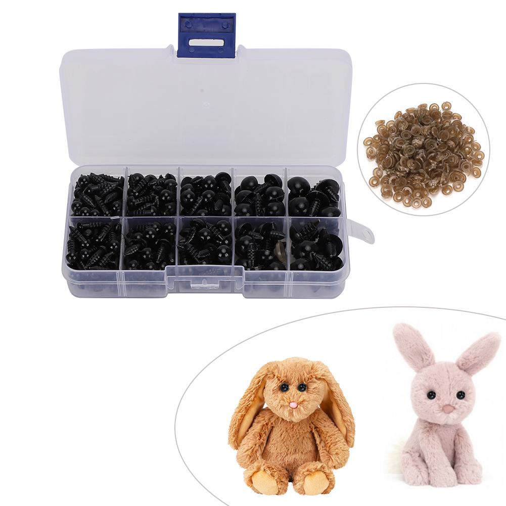 240pcs Safety Black Doll Eyes Plastic Screw Type for Teddy Bear Doll Animal Hand Craft Felted Toy