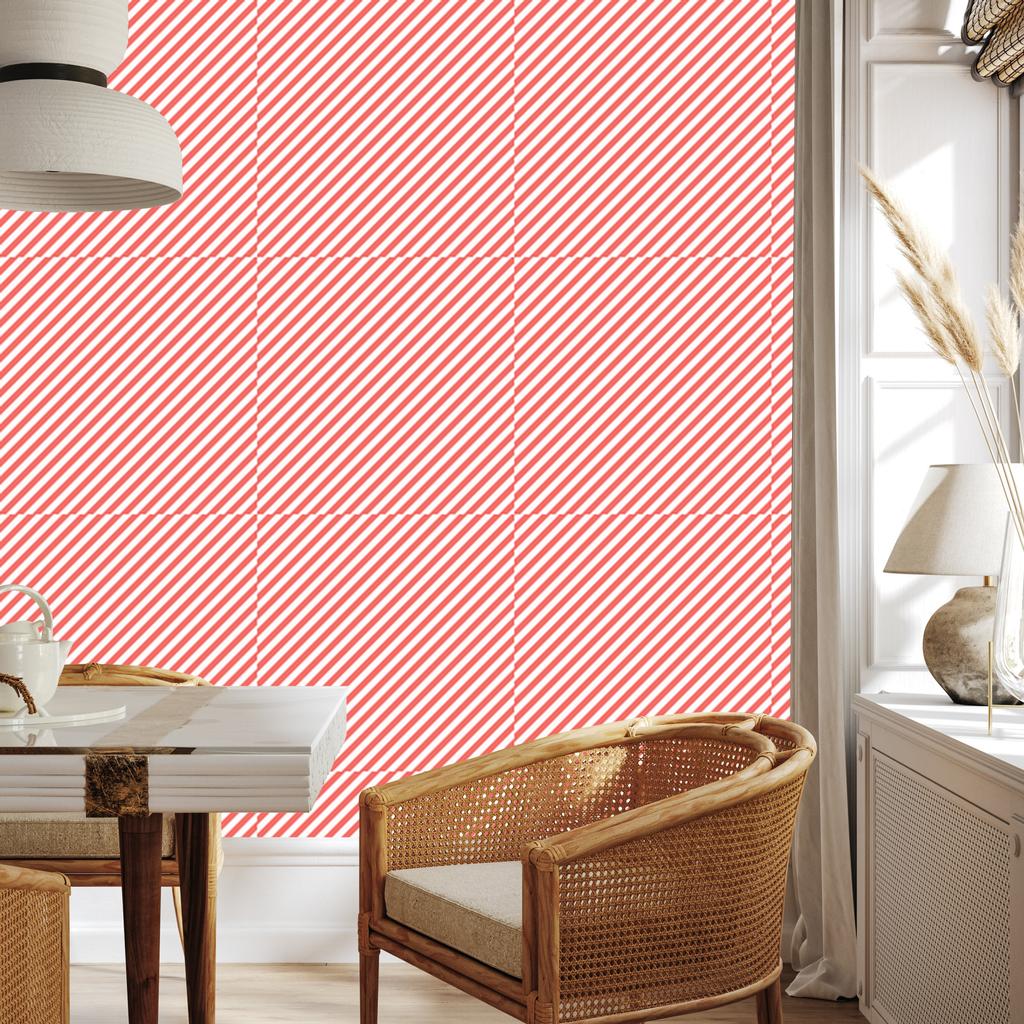 Wallpaper Coral and coral stripes, soft forms for living room and bedroom 50x1000