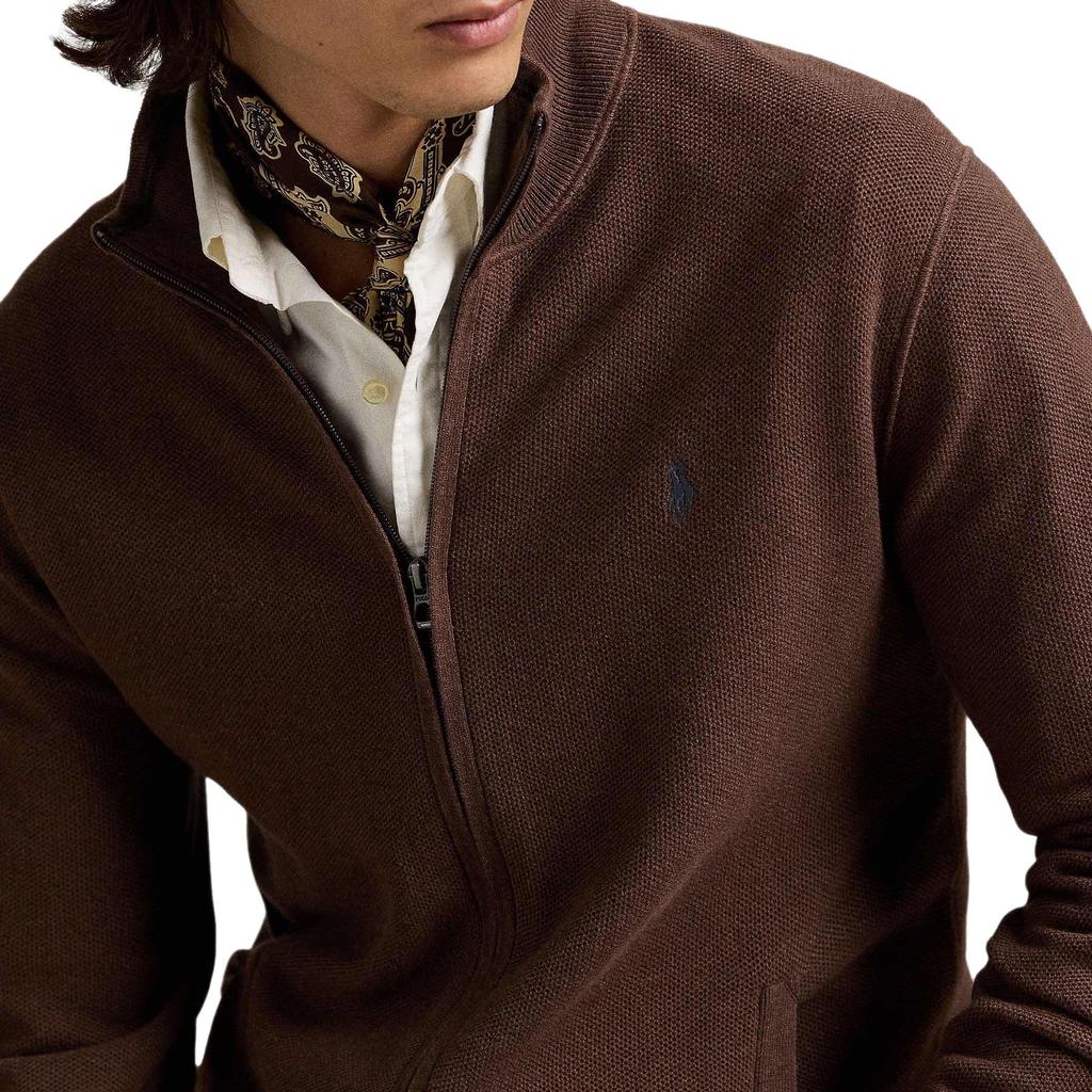 Polo Ralph Lauren FW25 Вязаный свитер с молнией и воротником-стойкой в рубчик с длинным рукавом Мужской свитер 710P07395-001