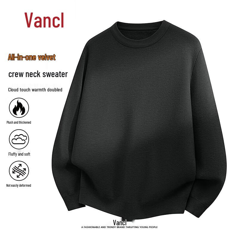 VANCL Men's Fleece-Lined Crew Neck Sweater