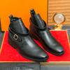 Новый бренд в британском стиле Мужские ботинки с пряжкой Удобные ботинки на высоком голенище с острым носком Осенняя мода Универсальные мужские классические деловые короткие ботинки