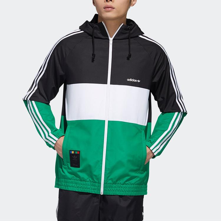 Adidas Оригиналы Trefoil X Goofy WB Disney Повседневная спортивная куртка с капюшоном Мужская верхняя одежда Черный Зеленый GP6480