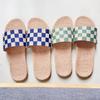 Летние модные клетчатые льняные тапочки