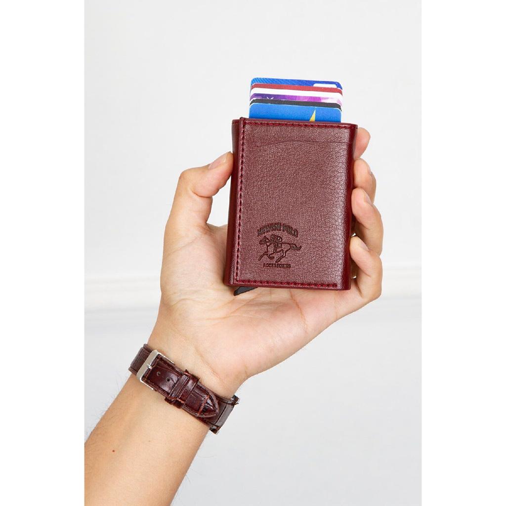 Сиреневый кожаный кошелек с Rfid-защитным алюминиевым механизмом, автоматическим держателем для карт и отделением для бумажных денег