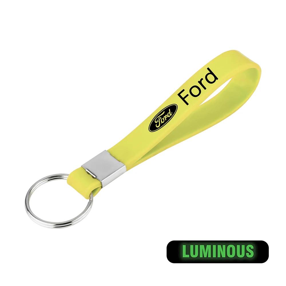 New 2026 Car Sticker Luminous Keyring Rubber Pendant Strap Keychain Car Logos Accessory For Ford Fiesta Focus 2 MK4 Mustang Rang