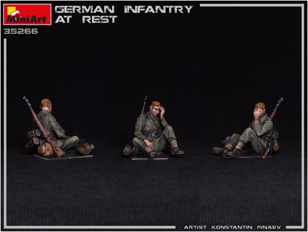 MiniArt Немецкая пехота на отдыхе 4 штуки Пластиковая модель MA35266 1/35