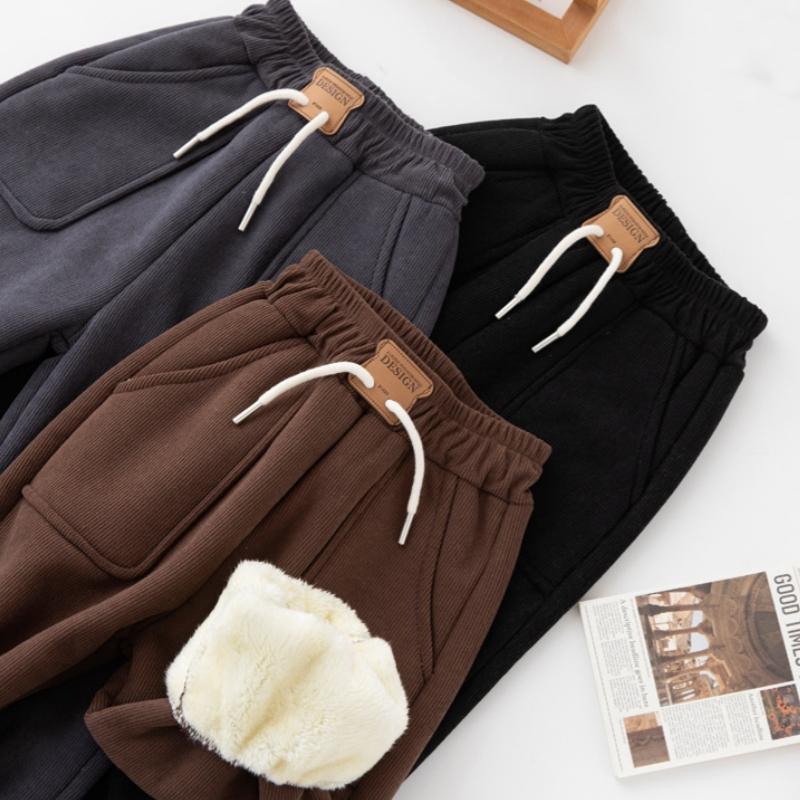 Children's Thicken Pants Autumn Winter Trousers for Kids Thickened Warm Casual Boys Sports Pants Girls Velvet Sweatpants