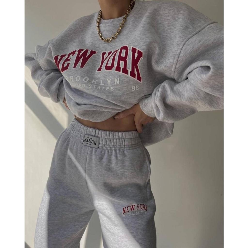 BITCED Женский повседневный модный толстый костюм с принтом плюс флисовая толстовка с длинными рукавами, брюки, костюм