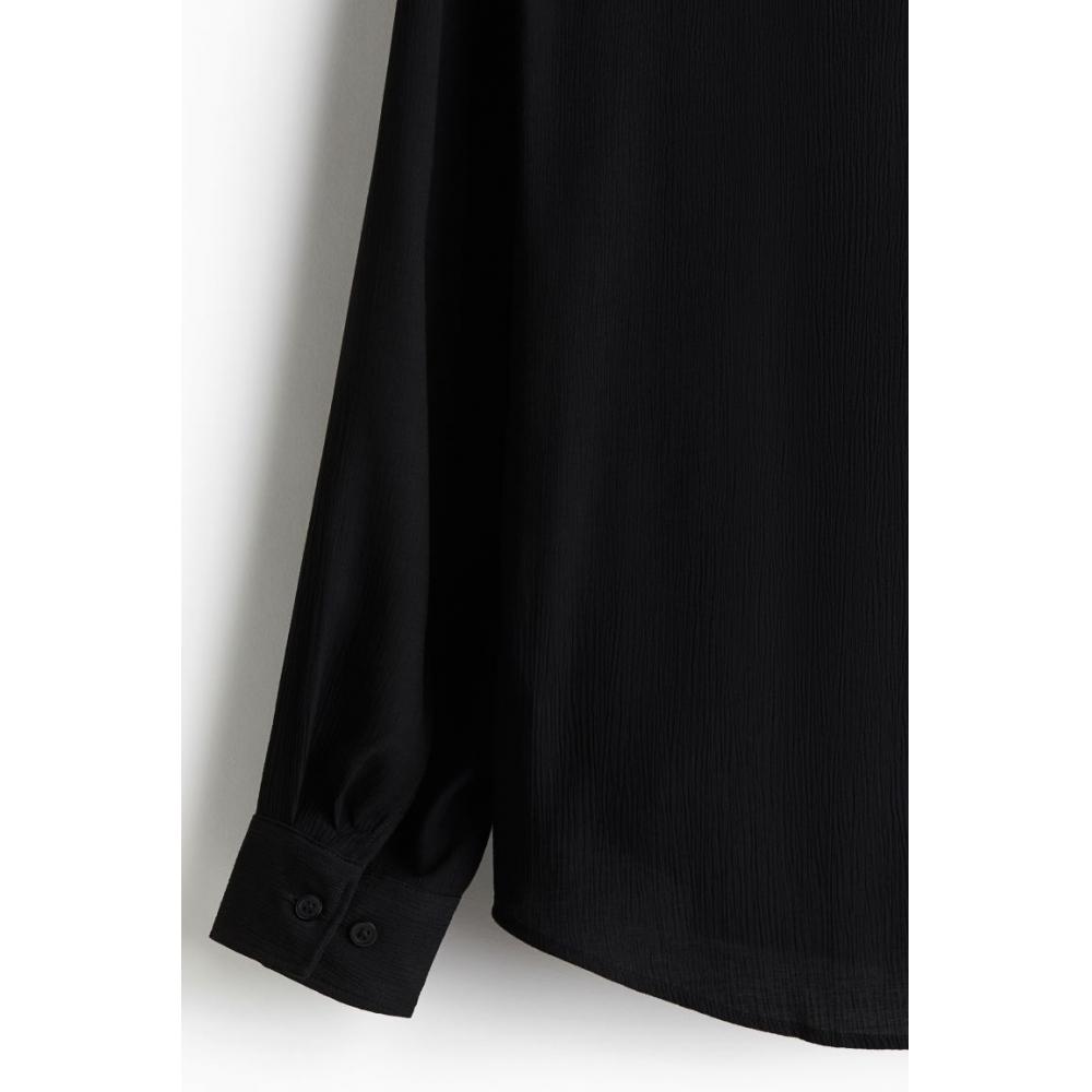 Рубашка HM Regular Fit Crinkle черная