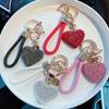 Clay Diamond Full Diamond Love Key Chain Studded Leather Rope Heart-shaped Car Bag Pendant Women Exquisite Gift Accessories