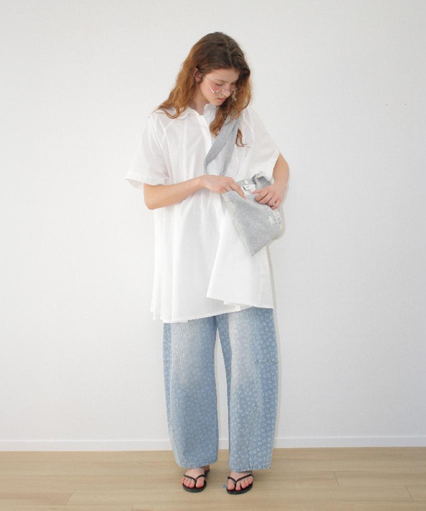 Ronron A Line Collar Shirt Dress White