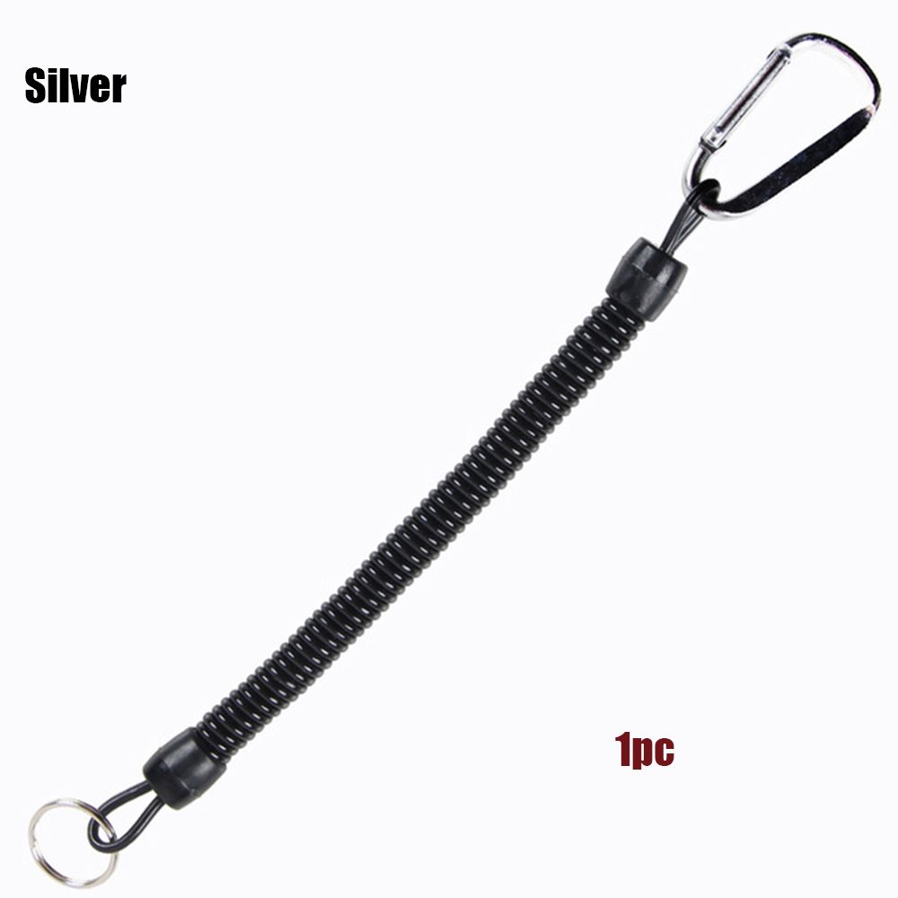 Camping Portable Fishing Lanyards Spring Elastic Rope Camping Carabiner Anti-lost Phone Keychain