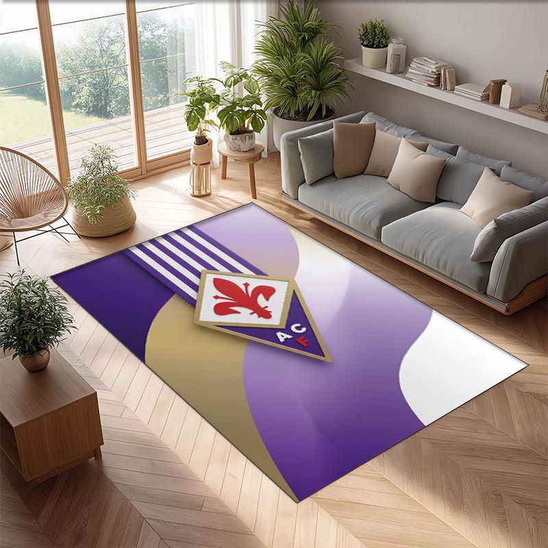 Fiorentina FC Soccer Football Pattern Soft Area Rug Non Slip Indoor Floor Carpet Sports Decor Mat for Bedroom