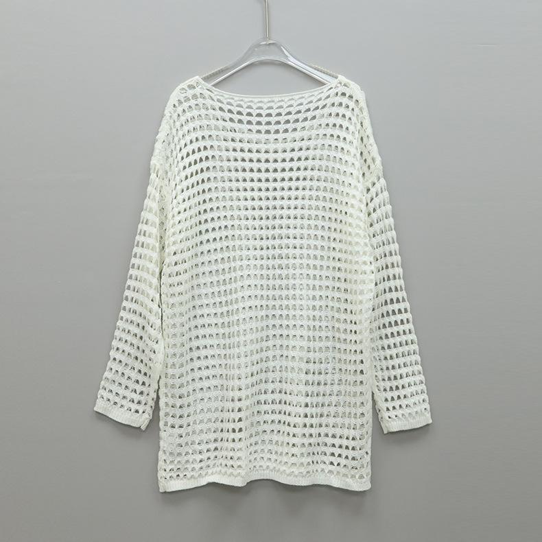 Летний женский солнцезащитный крем, свободный круглый вырез, сексуальный вязаный свитер, вязаный пуловер, накидка с длинными рукавами