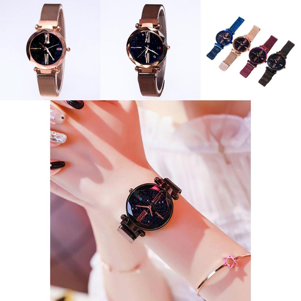 Стильные женские часы-браслет из нержавеющей стали с призматическим стеклом «Звездное небо» и кварцевым механизмом