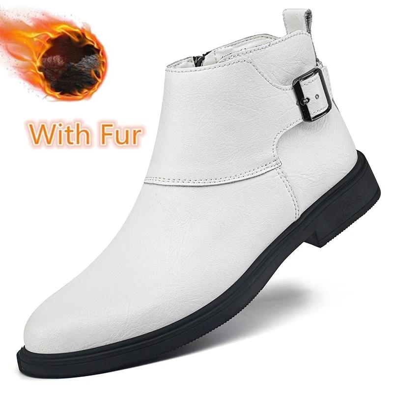 Универсальная брендовая обувь в стиле ретро для бизнеса, удобные мужские ботильоны, теплая зимняя обувь с высоким верхом, мужские ботинки челси из натуральной кожи