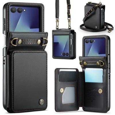 Чехол-кошелек для телефона Z Flip 7, Слот для карт, С ремешком на руку и плечевым ремнем и подставкой, Мягкий чехол из ПУ-кожи для Samsung Galaxy Z Flip7