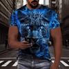 Summer Round Neck Animal Pattern 3D Print Top Fashionable Casual Short Sleeved Men's T-shirts