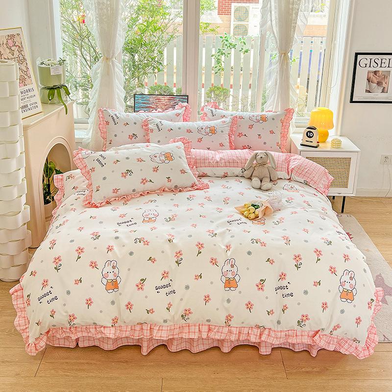 Комплект из четырех предметов, кружевное одеяло с пудрой, постельное белье, подзор для кровати, комплект из трех предметов с изображением принцессы и девочки