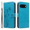 For Google Pixel 9a PU Leather Cases Flower Pattern Wallet Stand Phone Cover with Strap