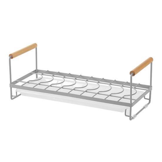 Полка для слива посуды с деревянной ручкой и силиконовой противоскользящей накладкой, вертикальный водонепроницаемый органайзер для посуды на столешнице