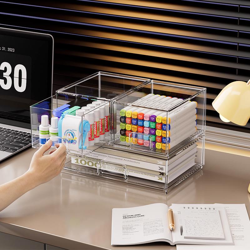 Прозрачный штабелируемый бокс для хранения косметики для помады, маски и средств по уходу за кожей
