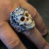 1pc Stainless Steel Titanium Steel Retro Hollowed Out Skull Man Ring for Men