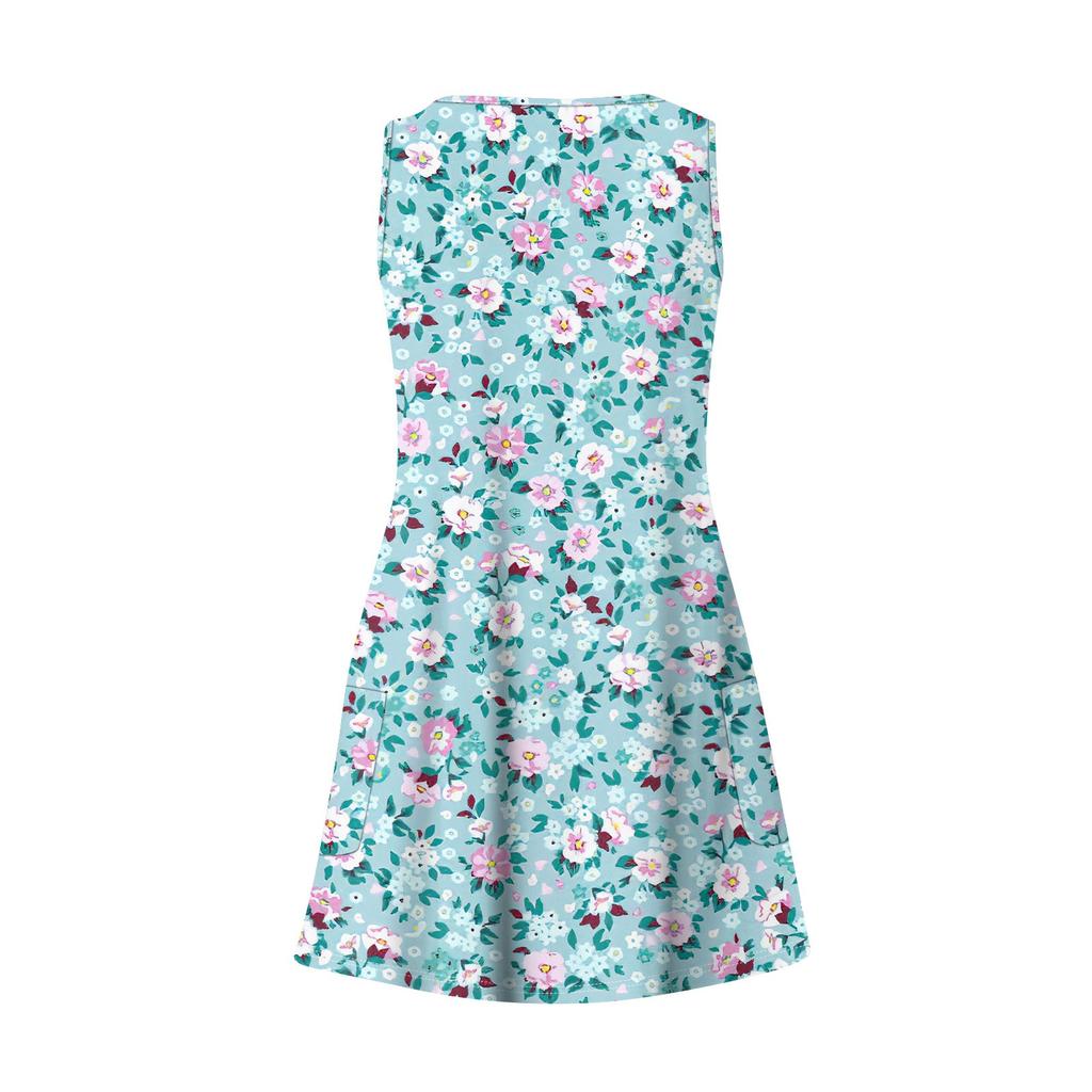 Женское повседневное летнее богемное пляжное платье с цветочным принтом и карманами, платье-майка с v-образным вырезом