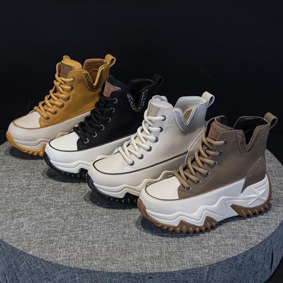 Кожаная внутренняя часть, увеличивающая рост, папины туфли, женская спортивная и досуговая обувь, универсальная женская обувь среднего размера на толстой подошве