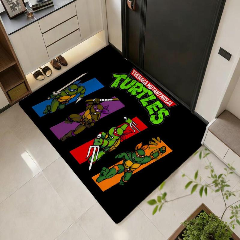 Anime N-Ninja Turtles Floor Mat Thickened Soft Flannel Mat Non-Slip Absorbent for Living Room Home Decor