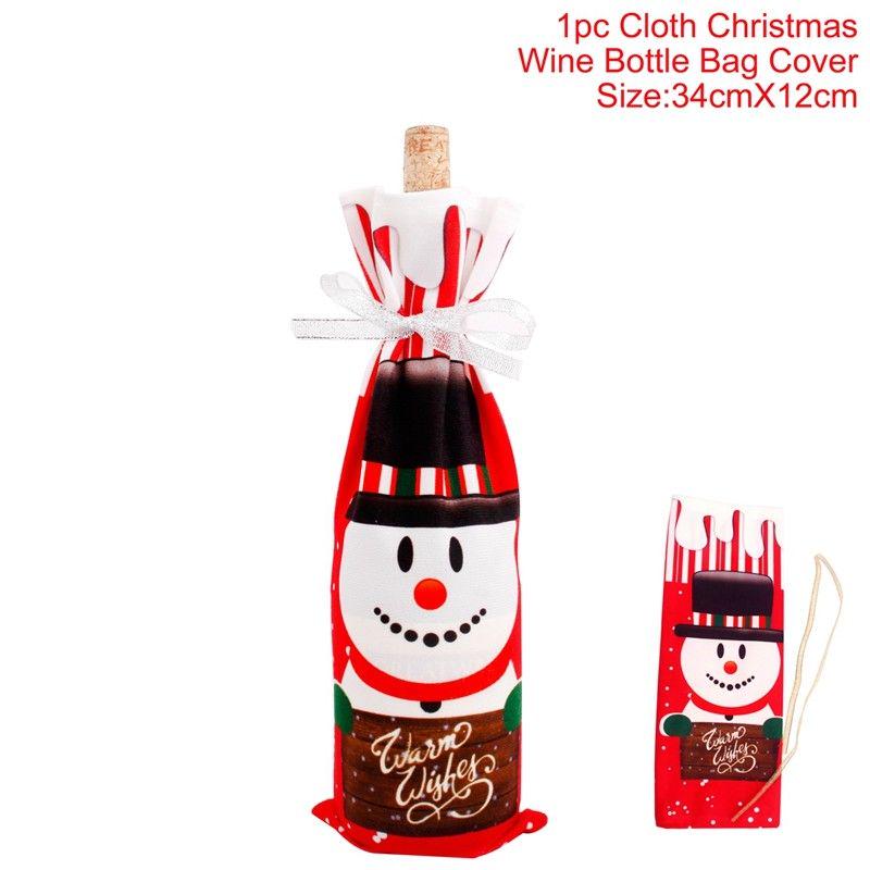 Christmas Wine Bottle Set Party Table Decor Wine Bottle Cover Red Velvet Dress Santa Claus Costume New Years Dinnerware Decor