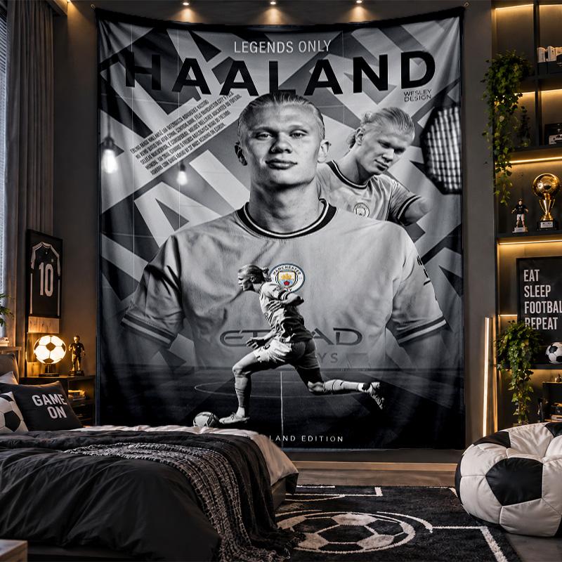 Wall Hanging Tapestry Erling Haaland Print Cloth for Living Room Bedroom Home Decor