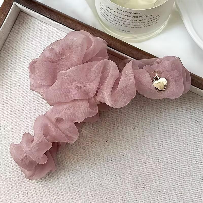 Large Summer Lace Edge Bow Claw Clip Hair Accessory for Women - Multi-Layer Feather Design
