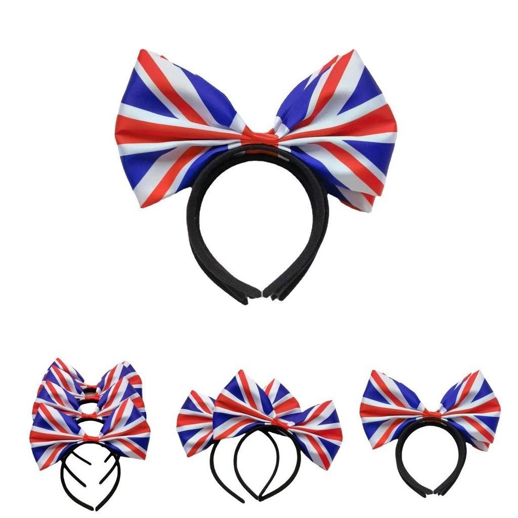 Стильная повязка на голову с Юнион Джеком, повязка на голову «Алиса» с большим бантом для мужчин и женщин, Платиновый юбилей
