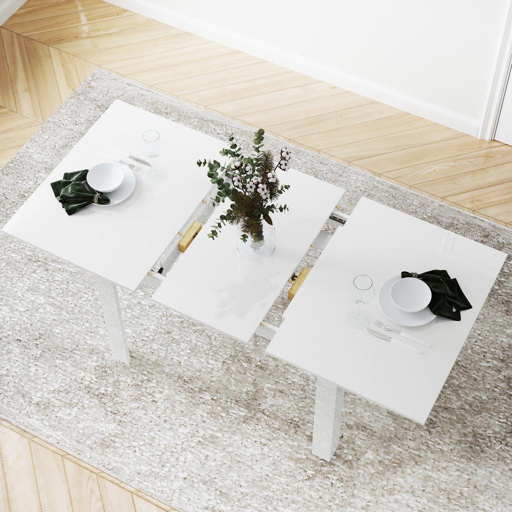 Extending Six Person High Gloss Dining Table White