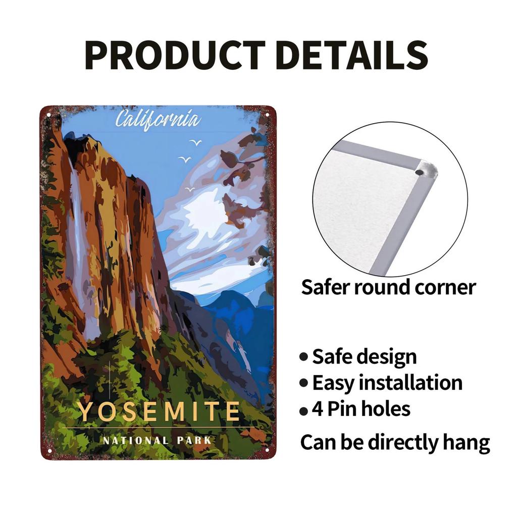 1pc Retro Grand National Park Metal Sign for Kitchen Restaurant Farm Bathroom Man Hole Farm Wall Decoration 8x12 Inch