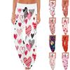 Women's Comfy Pajama Pants Pocket Valentine's Day Print Drawstring Wide Leg Pants