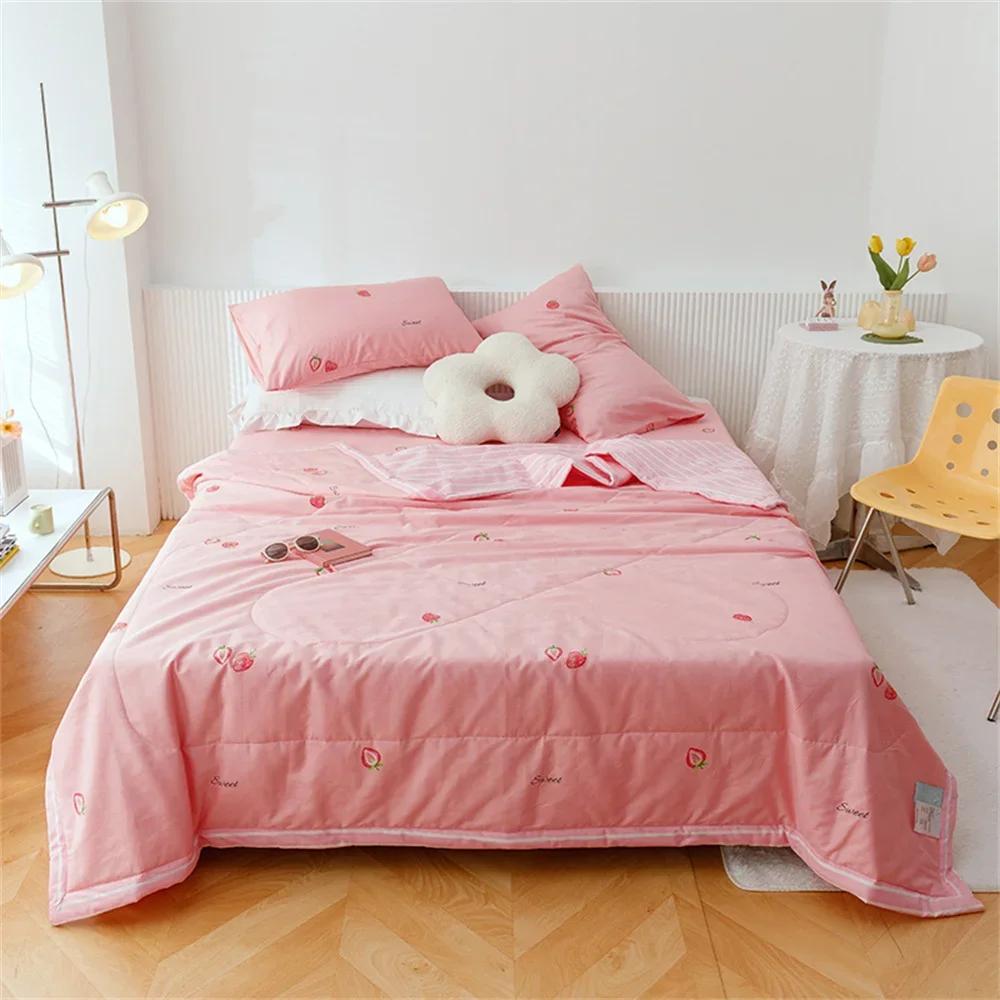Svetanya Cartoon Pastoral Summer Air Conditioning Quilt Stitching Throws Blanket Cotton Twin Queen Size (no Pillowcase)