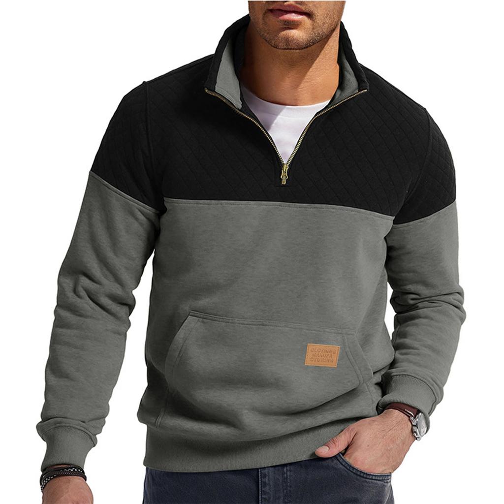 Men's Pullover Long Sleeved Stand Up Collar Sweatshirt Casual Collar Base Shirt