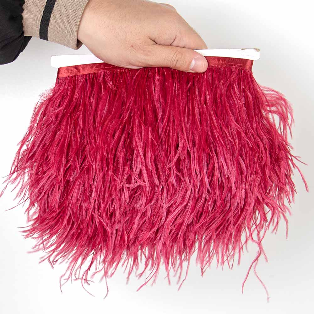Перо 1 метр Красная отделка из страусиных перьев на тесьме Ленточная бахрома 8-10 см Ткань Юбка Швейные принадлежности Украшение для платья и одежды