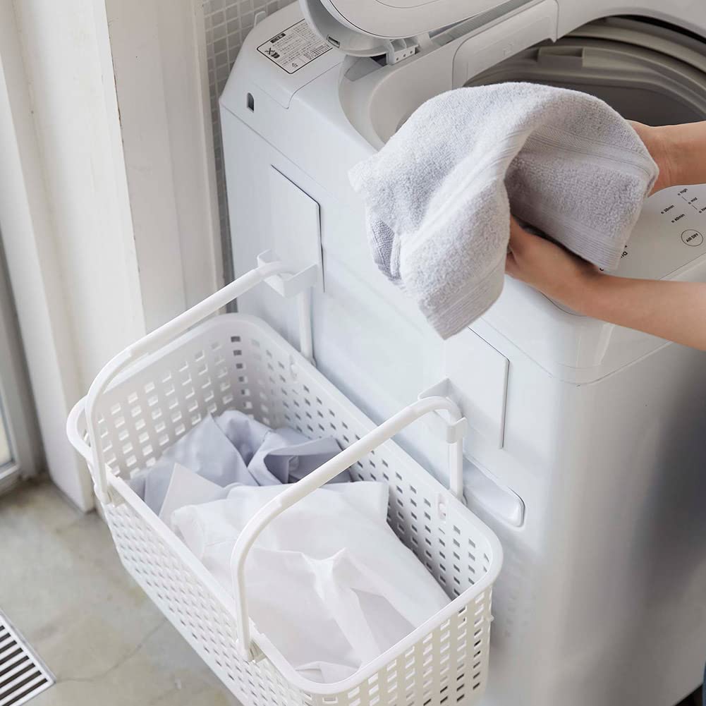 Магнитный держатель для корзины для белья Yamazaki Jitsugyo 5419, набор из 2 шт., белый, прибл.. Ш8XГ4.3XВ12см (за штуку), Плавающая башня, Организуйте