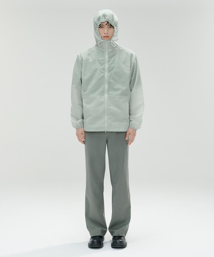 OANO Embossed Zip Hoodie / Silver Green