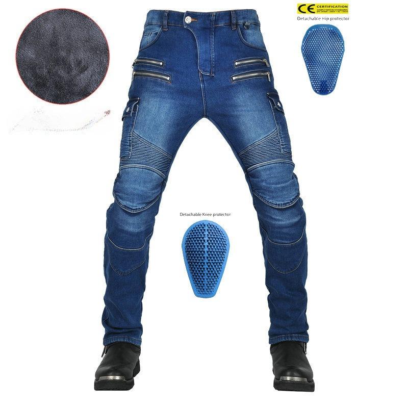 Мужские джинсы для мотоцикла, зимние ретро брюки-локомотив, флисовые велосипедные брюки, силиконовая защитная экипировка